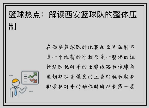 篮球热点：解读西安篮球队的整体压制